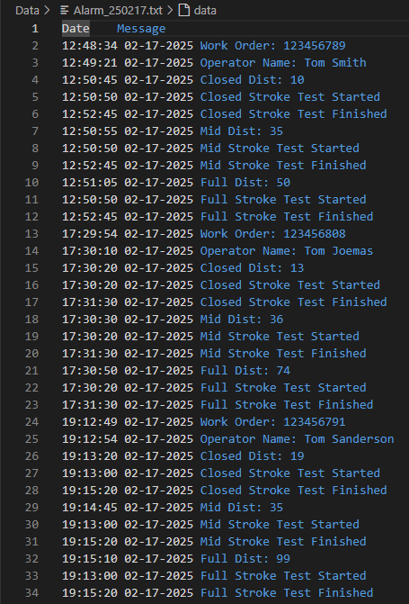 Example Alarm Data File